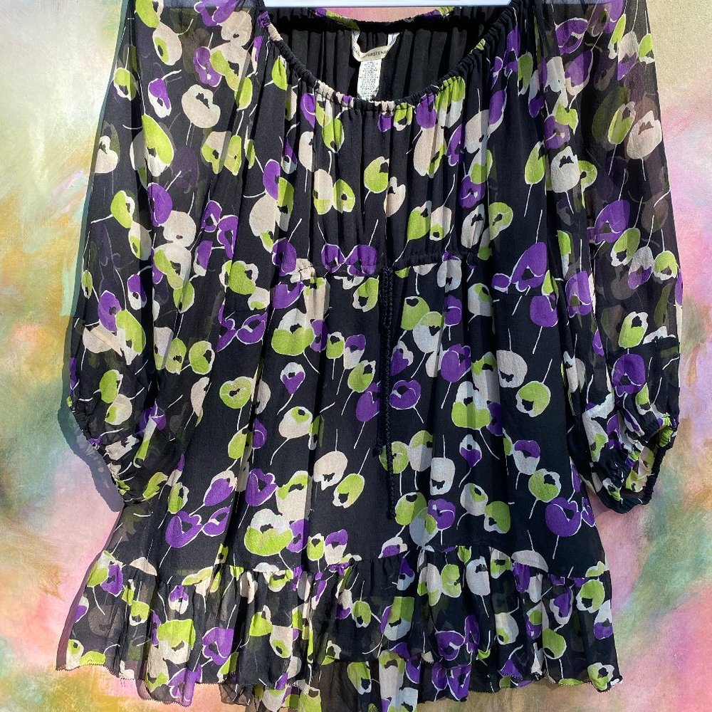 Diane Von Furstenberg Floral Print Blouse.